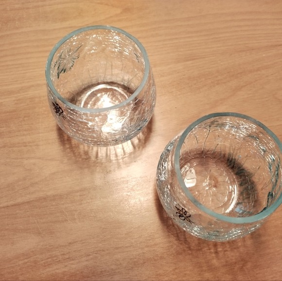 Glass Tea Light Candle Holders Set of Two - Picture 3 of 5